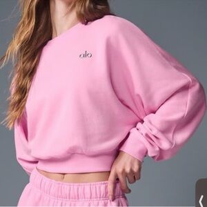 ALO Yoga accolades new Blush Pink crewneck cropped xs